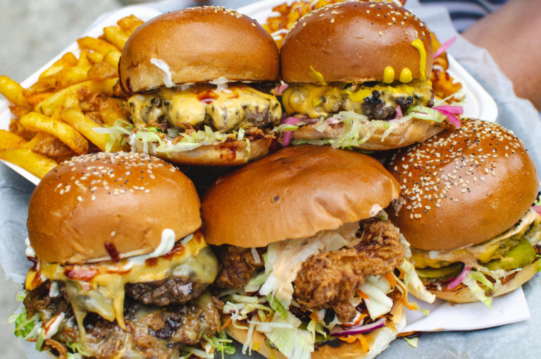 Street food burgers at The Harbourside Market